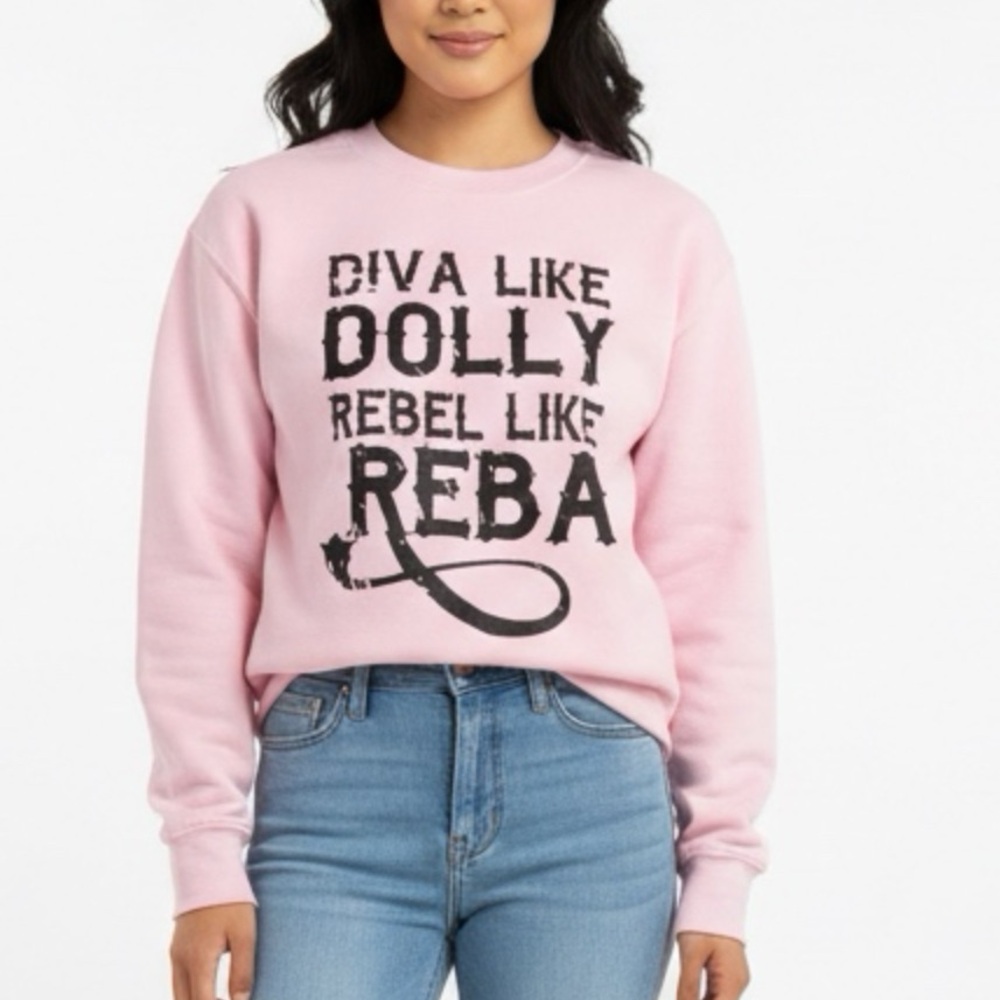 Western Dive Like Dolly Rebel Like Reba Pink‎ Graphic Women's Sweater Sweatshirt